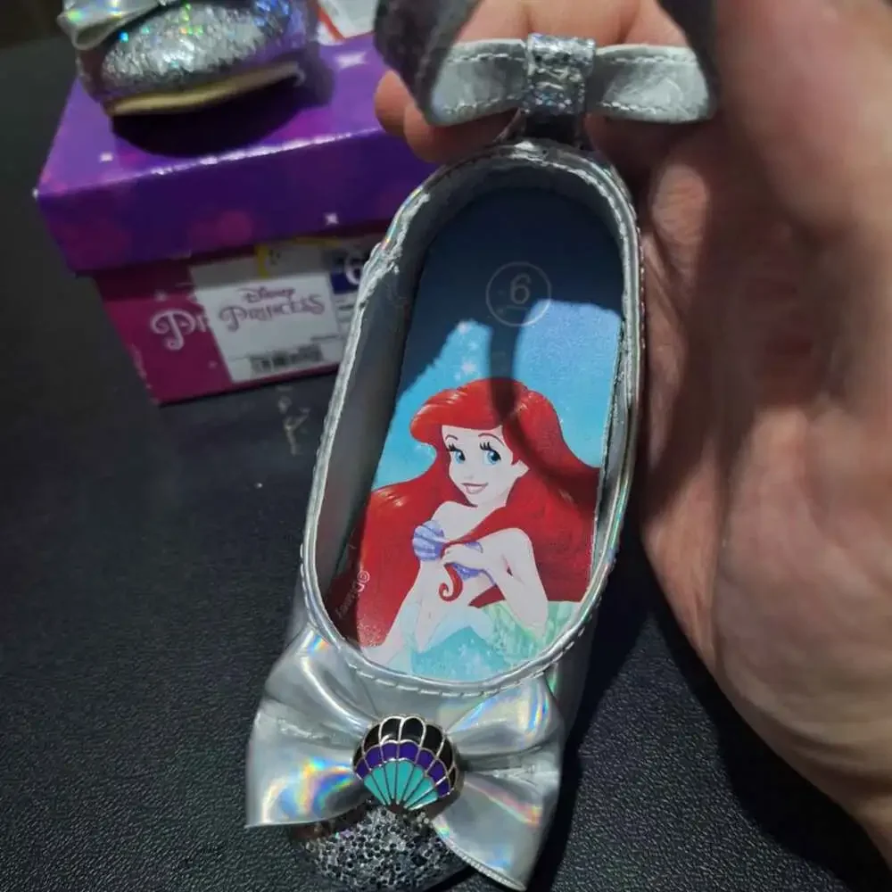 Disney Little Mermaid sz 6 Toddler Princess Ballet heel Shoes silver girl heels